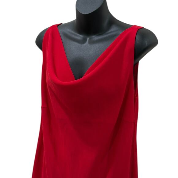 Vintage Express Cowl Draped Neckline Fringe Hem Midi Gown - Picture 6 of 9